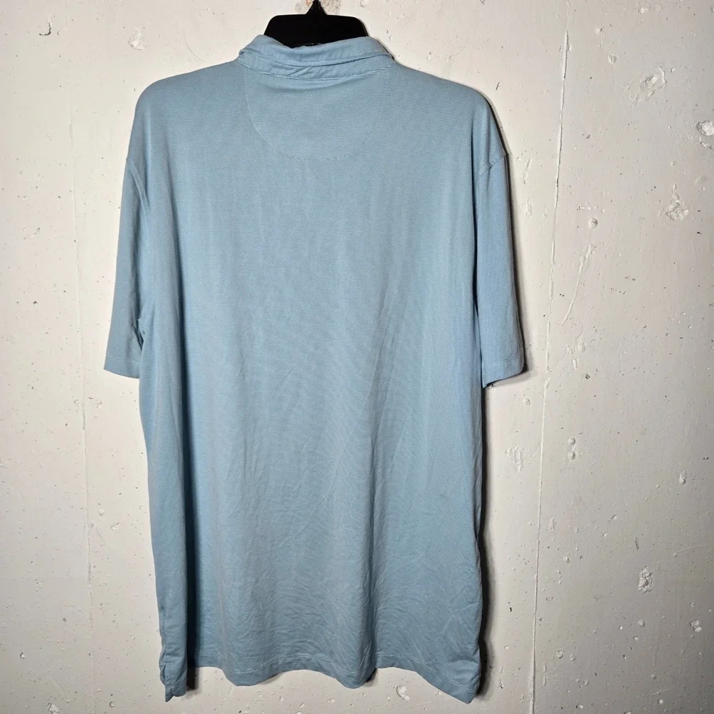 Kenneth‎ Cole Golf Mens Blue Micro Stripe Short Sleeve Polo Shirt XL Athletic